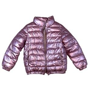 Zara Kids Metallic Pink Puffer Jacket
